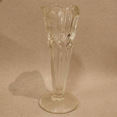 Gammel glas vase, presset klart glas, vintage